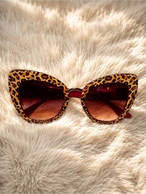 Leopard Print Cat Eye Sunglasses - Women Accessories
